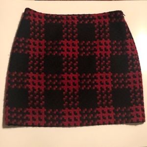 Boston Proper Muse Mini Skirt Red & Black Plaid 6